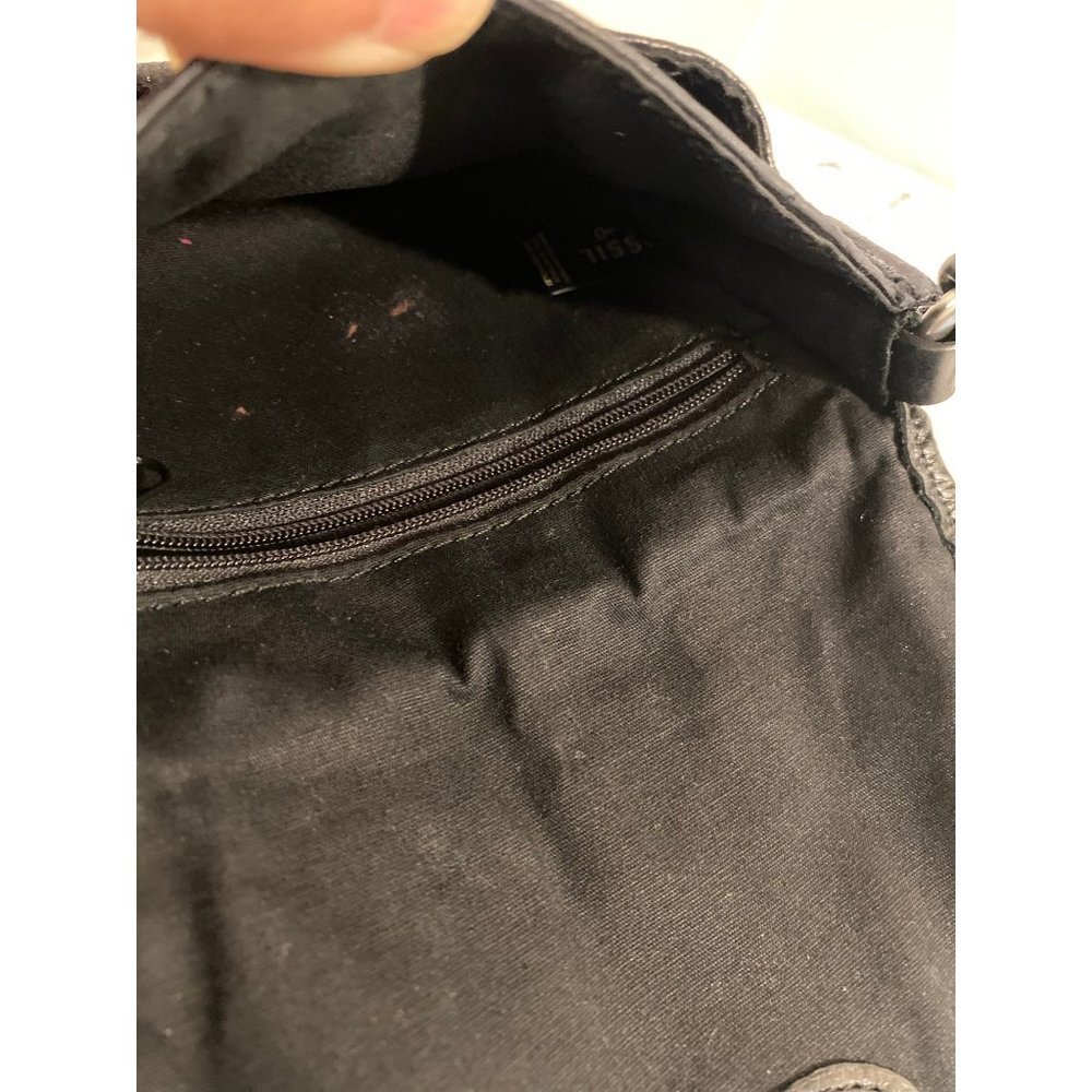 Fossil Mini Leather Crossbody Bag Black Crackled Finish/ Twist Lock SL2206 - Picture 6 of 6